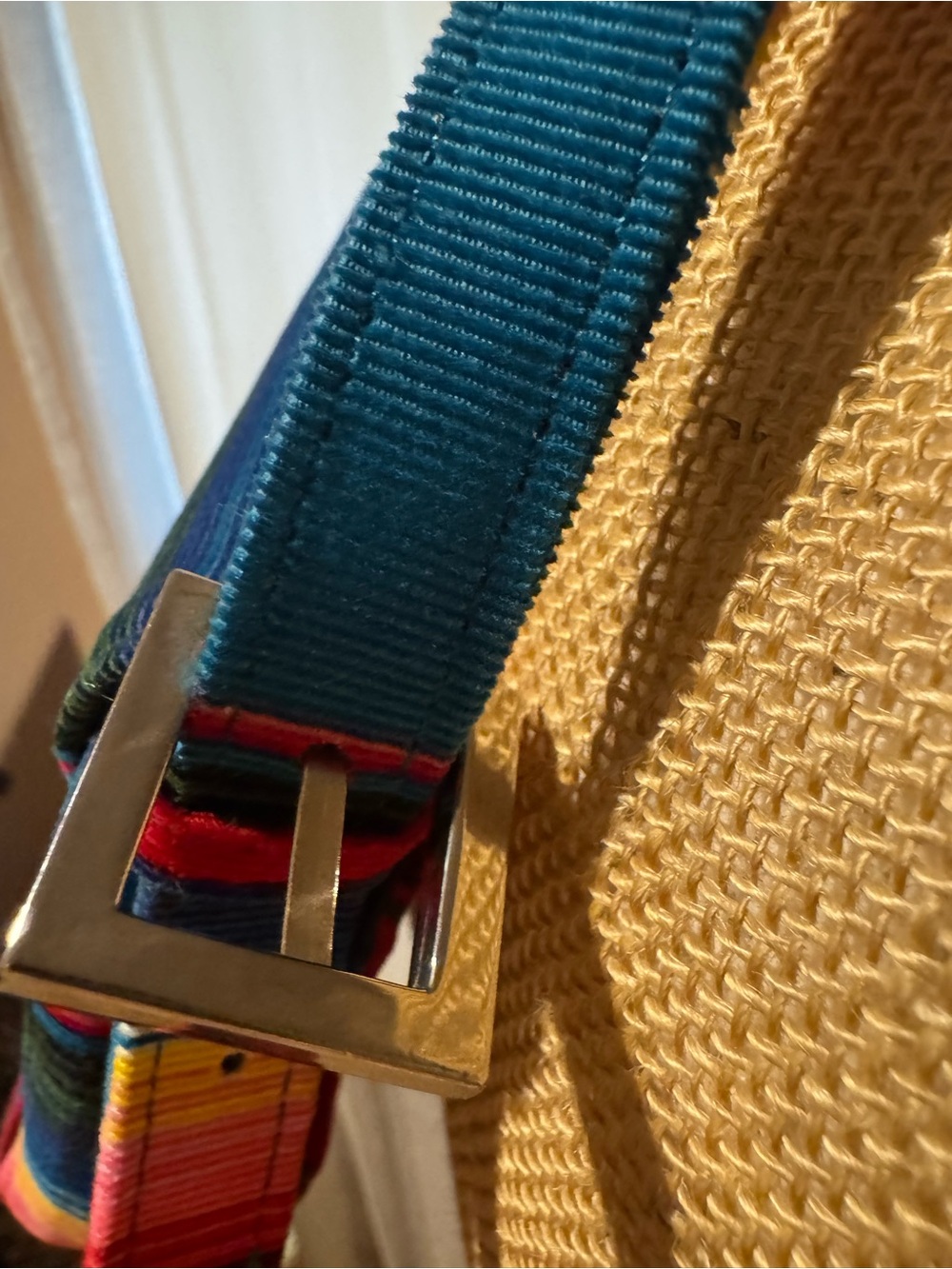 Red Striped Women's Shoulder Bag with Metal Buckle - Picture 5 of 9
